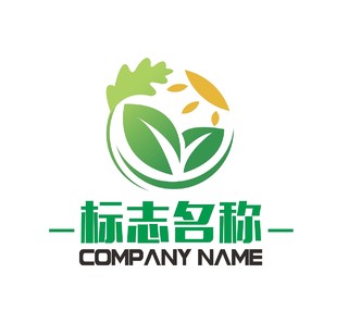 绿色橙色小叶农场logo标志了农业logo